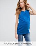 Asos Maternity Nursing Sleeveless Double Layer Knitted Sweater - Blue