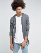 Asos Longline Knitted Zip Up Hoodie In Blue - Blue