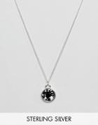 Asos Sterling Silver Necklace With Circular Stone Pendant - Silver