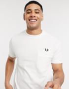 Fred Perry Pique T-shirt With Pocket Detail In White