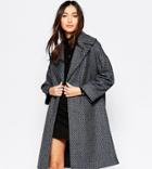 Helene Berman Gray & Black Texture Oversize Collar Coat - Gray