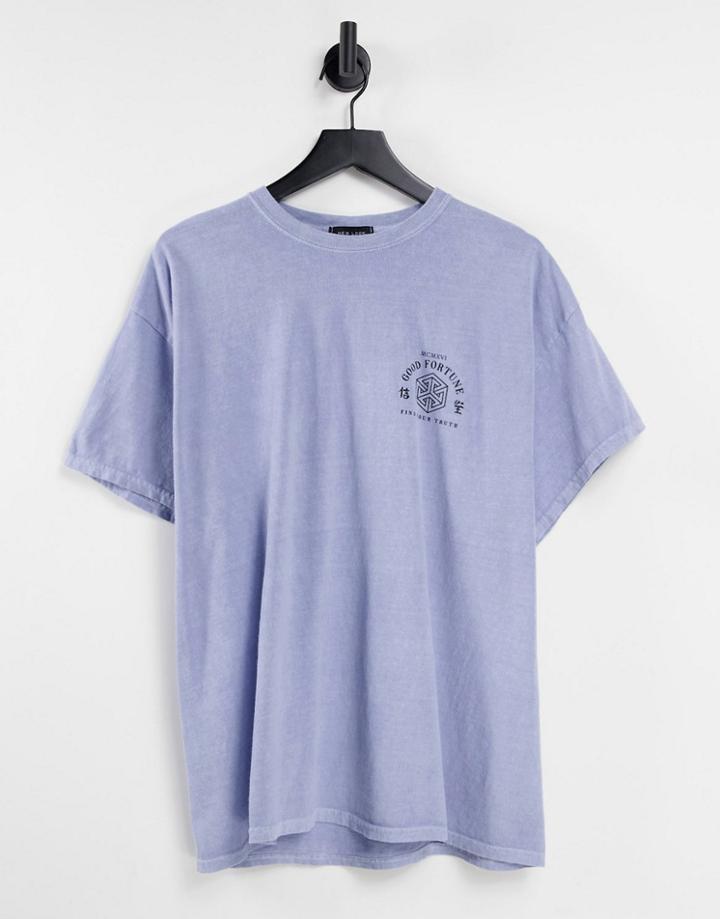 New Look Oversized T-shirt With Chest Print In Blue-blues