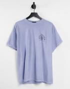 New Look Oversized T-shirt With Chest Print In Blue-blues