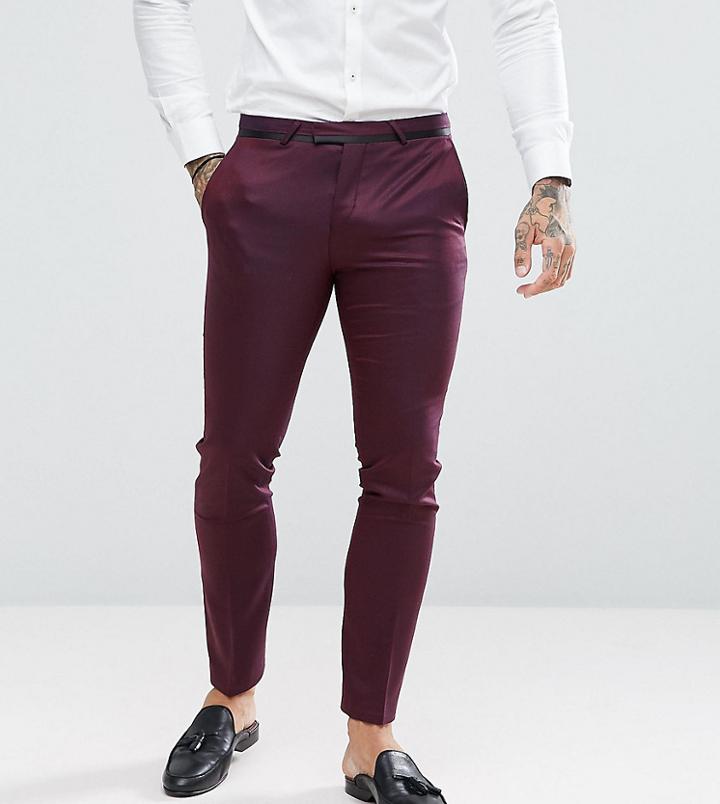 Noose & Monkey Super Skinny Suit Pants In Texture - Red