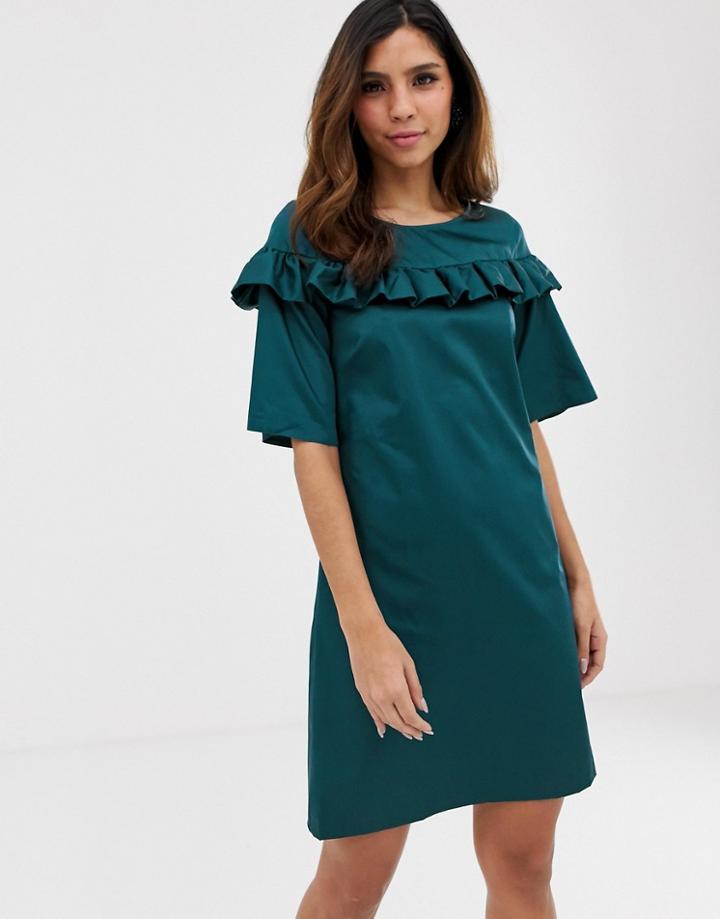 Closet Frill Detail Tunic Dress - Green