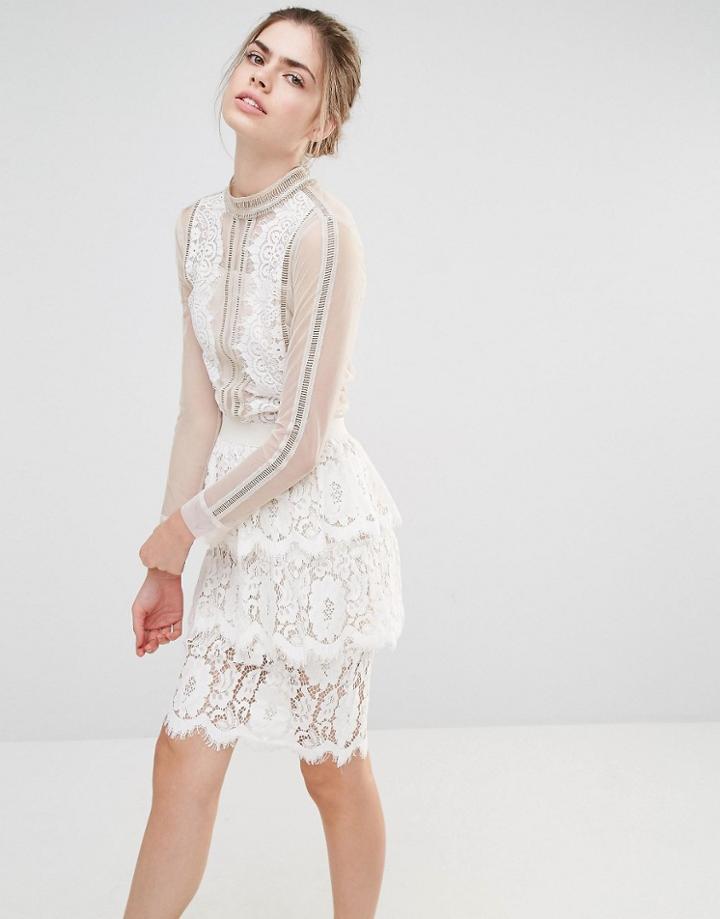 Endless Rose Sheer Lace Detail Blouse - Champagne