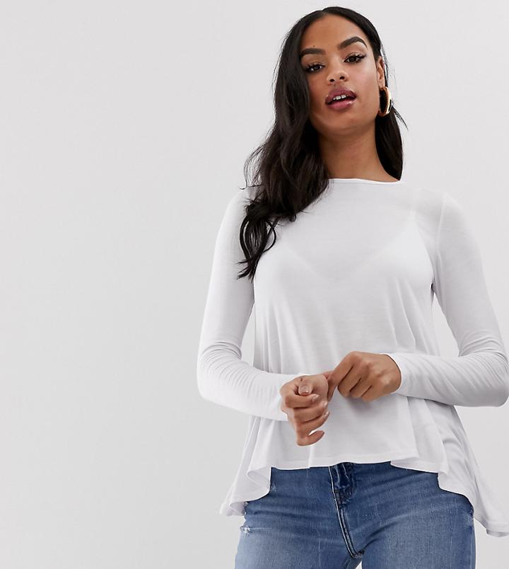 Boohoo Basic Long Sleeve Top In White - White