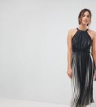 Little Mistress Tall High Neck All Over Pleated Midi Dress - Black