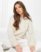 Urban Bliss Half Zip Detail Knitted Sweater In Beige-neutral