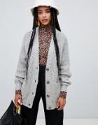 Monki Chunky Cardigan In Dark Gray - Gray