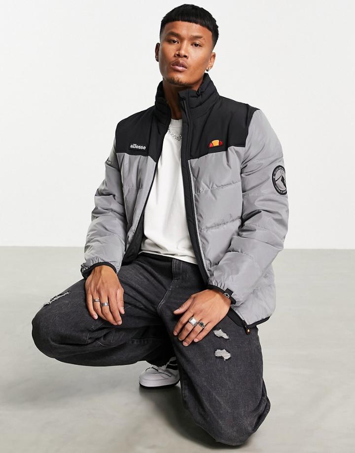 Ellesse Reflective Puffer Jacket In Silver-black