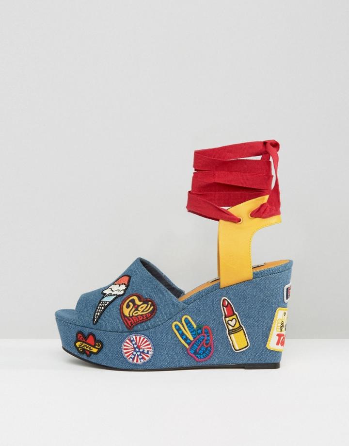 Tommy Hilfiger Gigi Hadid Denim Patch Wedge Sandals - Multi