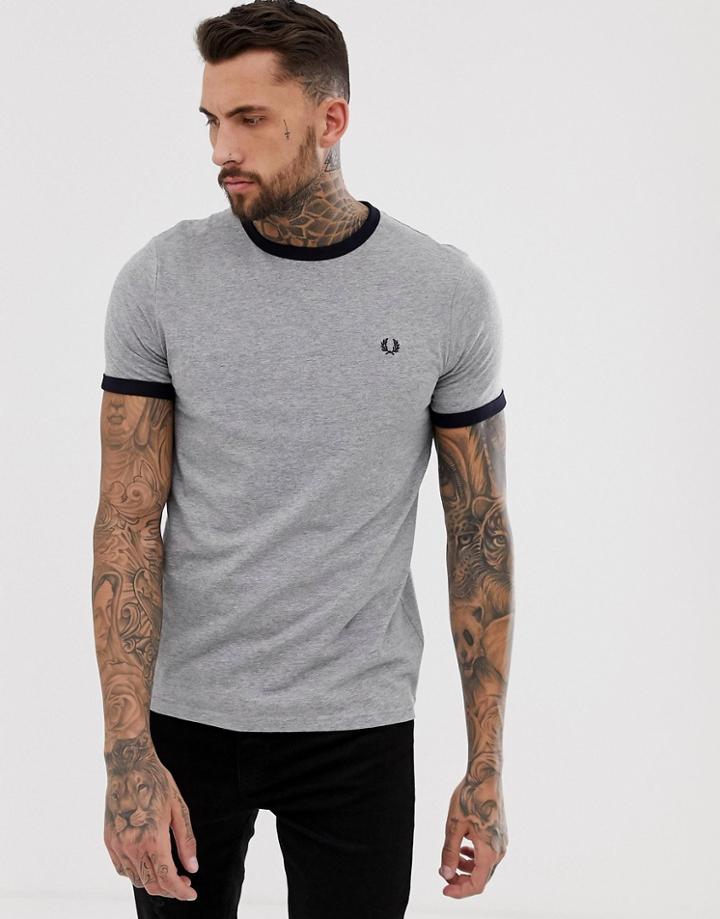 Fred Perry Ringer T-shirt In Gray