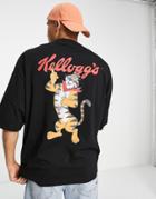 Asos Design Oversized T-shirt With Kellogg's Print In Black