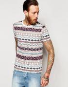 Asos T-shirt With Geo-tribal Print On Nepp Fabric - Ecru