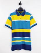 Nautica Competition Eleanor Striped Polo Shirt In Blue/yellow-multi