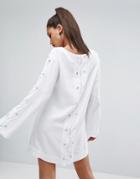 Kendall + Kylie Bell Sleeve Grommet Dress - White