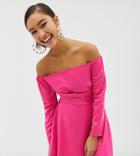 Collusion Off The Shoulder Twist Front Skater Dress-pink