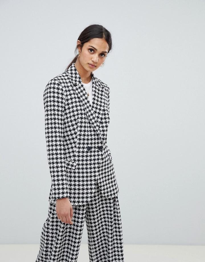 Asos Design Houndstooth Blazer - Multi
