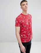 Solid T-shirt In Reverse Print In Red - Red