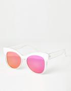 Asos Retro Cat Eye Sunglasses With Flat Lens - White