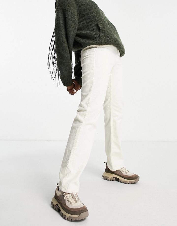 Weekday Rowe Cotton Cord Trousers In Ecru - Nude-neutral
