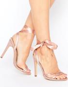 Truffle Tie Ankle Skinny Heel Sandal - Beige