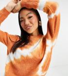 Asos Design Petite Oversized Sweater In Tie Dye Pattern-orange