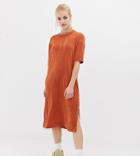 Collusion Slinky Midi T-shirt Dress - Orange