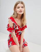 Love & Other Things Frill Sleeve Printed Top - Red