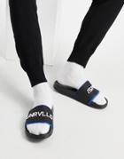Asos Unrvlled Supply Slides In Black With With Blue Neoprene Underlay