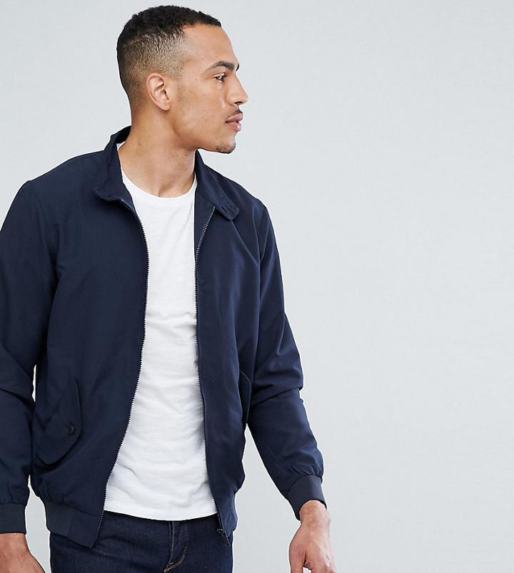 Brave Soul Tall Summer Lined Harrington Jacket - Navy