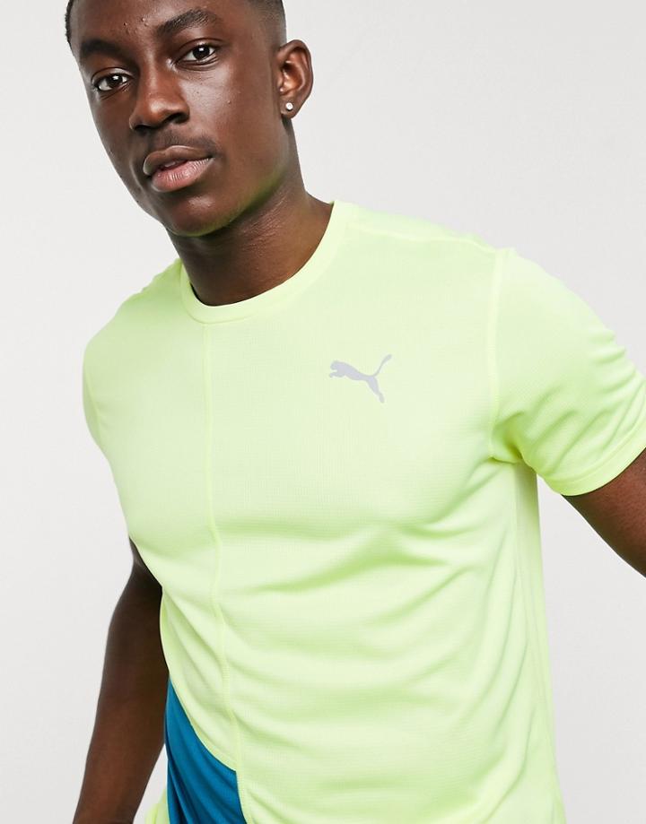Puma Running Panel T-shirt In Yellow
