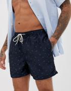 Selected Homme All Over Print Swim Shorts - Navy
