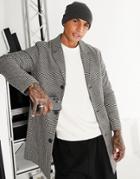 Jack & Jones Originals Wool Mix Overcoat In Check-navy