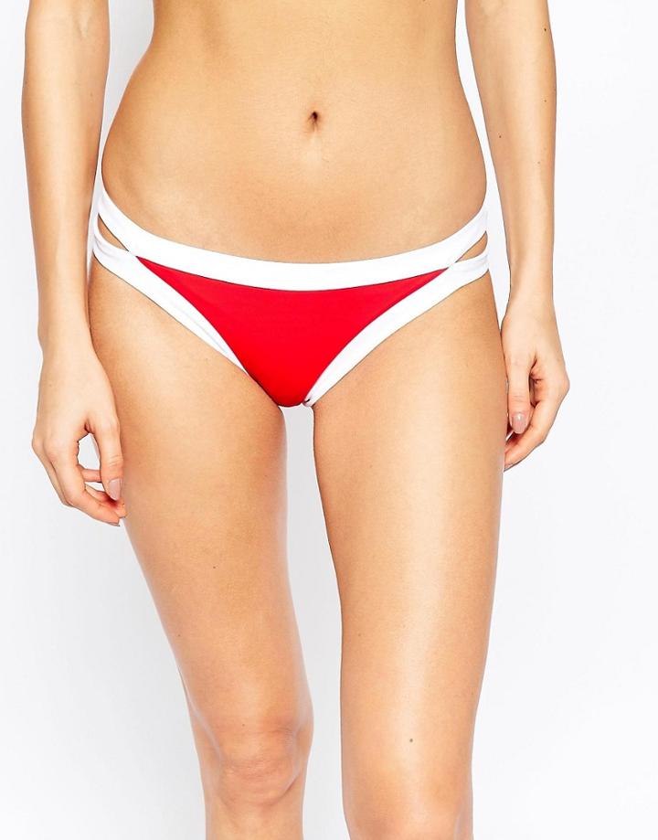 Seafolly Block Party Brazilian Bikini Bottom - Red
