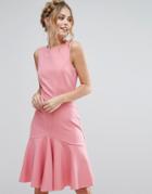 Closet London Midi Dress With Pephem - Pink