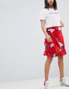 Sofie Schnoor Exotic Bird Print Wrap Skirt - Red