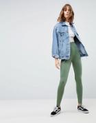 Asos Leggings With Deep Waistband - Green