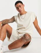 Asos Design Milano Knit V-neck Tank In Off White - Part Of A Set