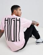 New Love Club High Back Print T-shirt - Pink