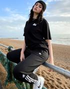 Adidas Originals Adicolor 3d Logo Three Stripe Fleece Sweatpants In Black
