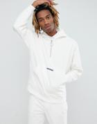 Asos X Unknown London Cord Hoodie With Half Zip - White