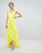 Asos Design Ruffle Maxi Dress - Yellow