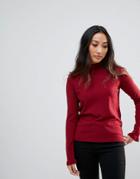 Pieces Fiona High Neck Knit Sweater - Red