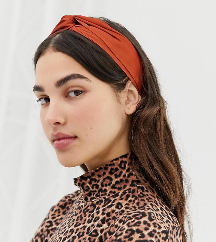 Monki Satin Headband In Rust - Red