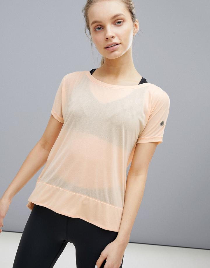 Asics Running Crop Front Tee In Apricot - Orange