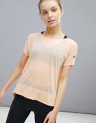 Asics Running Crop Front Tee In Apricot - Orange