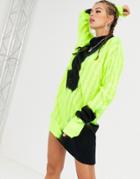 Jaded London Knitted High Neck Sweater Dress In Bleached Neon