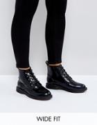 Truffle Collection Wide Fit Lace Up Ankle Boots - Black